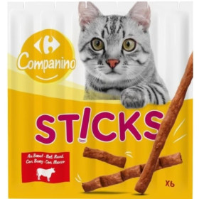6x 5g  friandise sticks au bœuf - chat- Carrefour Campanino