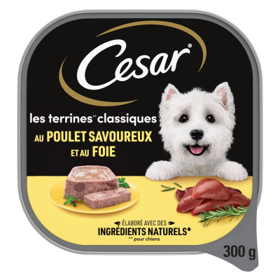 300g barquette poulet en terrine  - chien- César