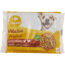 4x 100g émincé bœuf volaille  sauce petit chien  - chien- Carrefour Campanio