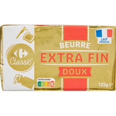 Plaquette beurre extra fin doux 125 g Carrefour