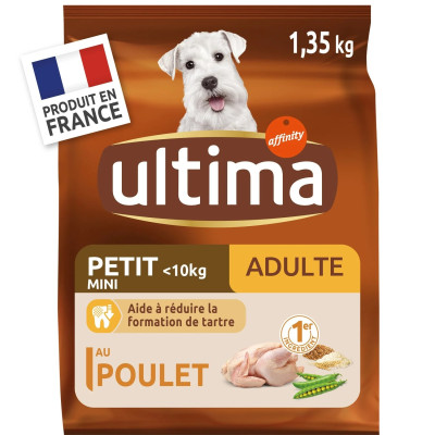 1kg 350 croquettes poulet ( petit  - de 10kg)  adulte - chien - Ultima