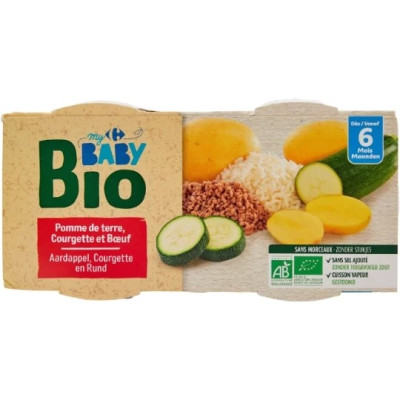 2x 200g courgette pommes de terre bœuf - Carrefour Baby Bio