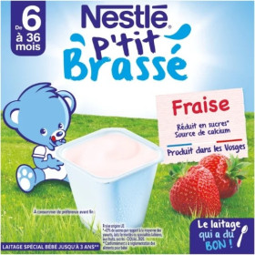 4x 100g p'tit brassé fraise +6 mois - Nestlé