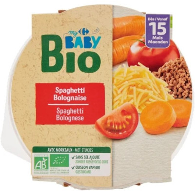 250g assiette spaghetti bolognaise  + 15 mois  - Carrefour Bio baby