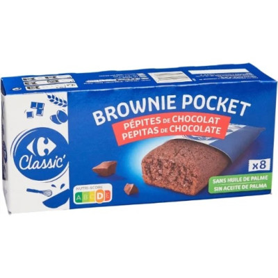 240g - 8x brownie pocket pépites de chocolat - Carrefour Classic