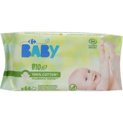 64 Lingettes Bio Carrefour Baby