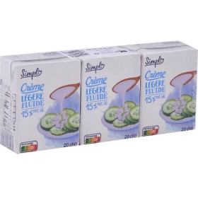 Crème légère fluide 15% matières grasses Simpl 3x20 cl Crème légère fluide 15% matières grasses Simpl 3x20 cl