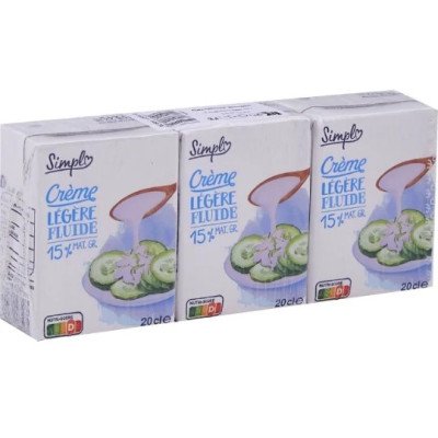 Crème légère fluide 15% matières grasses Simpl 3x20 cl