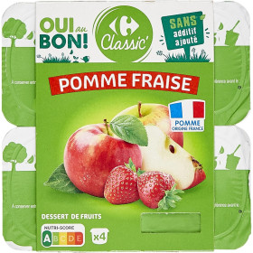 4x 100g compote pommes fraises Carrefour Classic