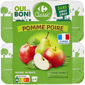 4x 100g compote pommes poires  Carrefour Classic