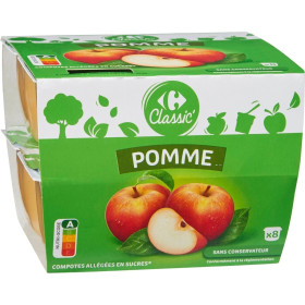 8x 100g compote pomme Carrefour classic