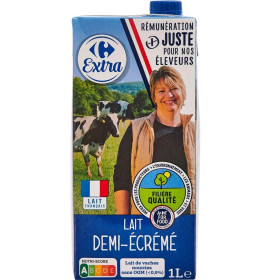 Brique d'1L de lait demi écrémé CRF extra FQC
