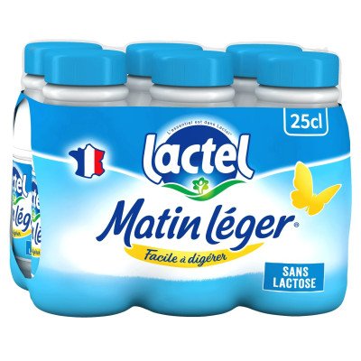 Bouteilles de 6x50 cl lait Matin Léger 1,2% Lactel