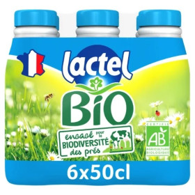 Bouteille de 6x50 cl lait demi écrémé Lactel bio