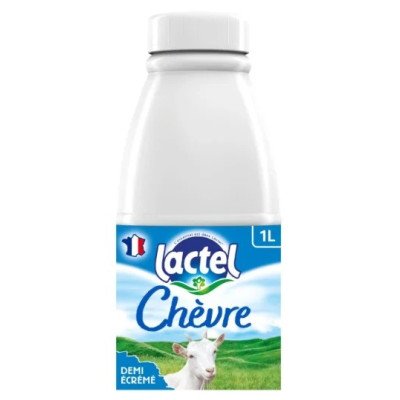 Bouteille  d'1L de lait de chèvre demi écrémé Lactel